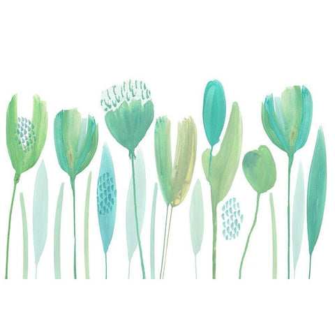 Serene Greens I White Modern Wood Framed Art Print by Kouta, Flora