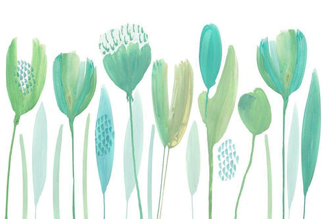 Serene Greens I Black Ornate Wood Framed Art Print with Double Matting by Kouta, Flora