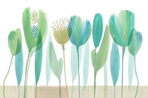 Serene Greens II White Modern Wood Framed Art Print with Double Matting by Kouta, Flora