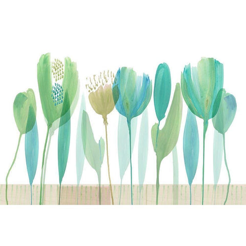 Serene Greens II Black Modern Wood Framed Art Print by Kouta, Flora