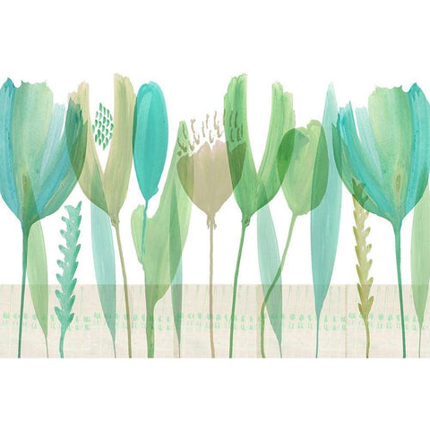 Serene Greens III Black Modern Wood Framed Art Print with Double Matting by Kouta, Flora