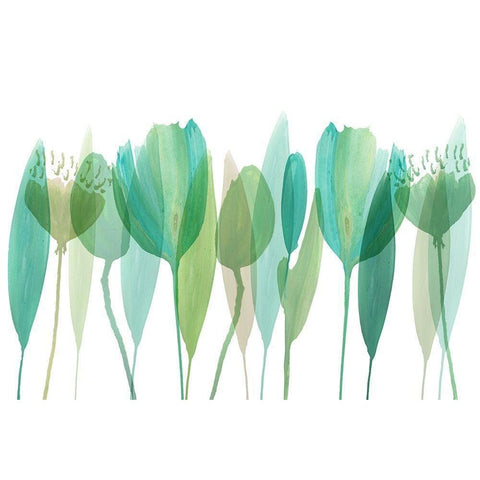 Serene Greens IV Black Modern Wood Framed Art Print by Kouta, Flora