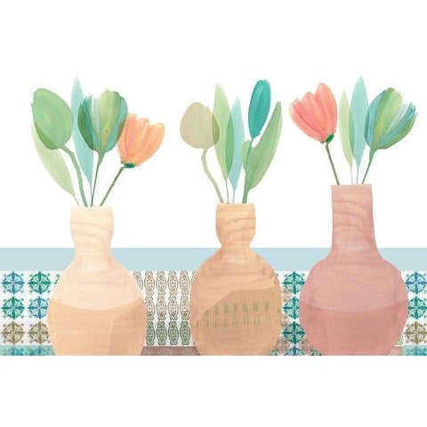 Marguerites Terrace I Black Modern Wood Framed Art Print with Double Matting by Kouta, Flora