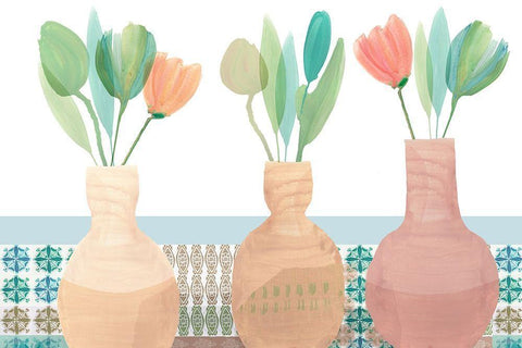 Marguerites Terrace I White Modern Wood Framed Art Print with Double Matting by Kouta, Flora