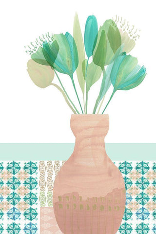 Marguerites Terrace II White Modern Wood Framed Art Print with Double Matting by Kouta, Flora