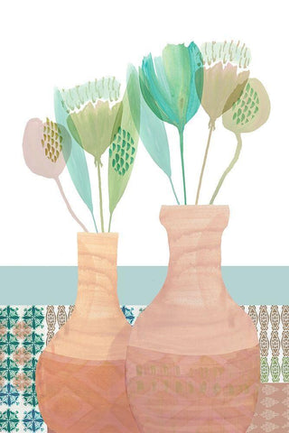 Marguerites Terrace III White Modern Wood Framed Art Print with Double Matting by Kouta, Flora