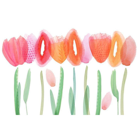 Joyful Flowers White Modern Wood Framed Art Print by Kouta, Flora