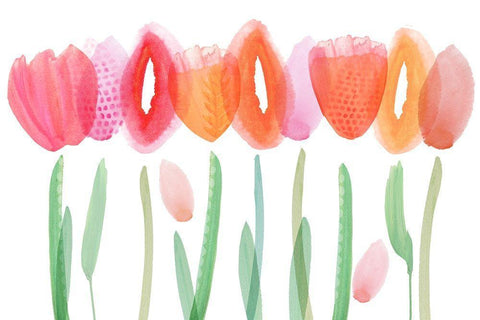 Joyful Flowers White Modern Wood Framed Art Print with Double Matting by Kouta, Flora