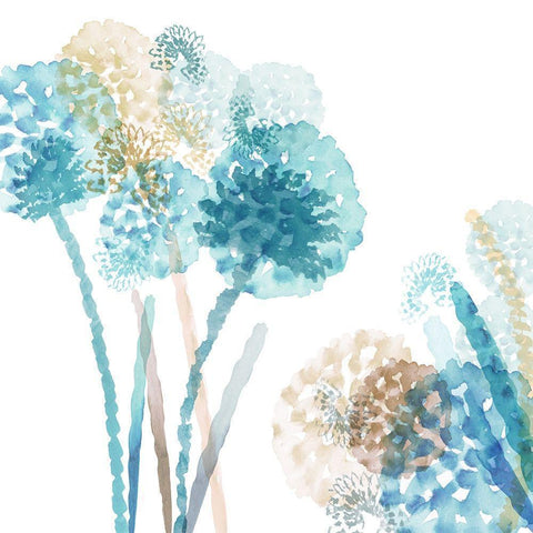 Blue Harmony II White Modern Wood Framed Art Print by Kouta, Flora