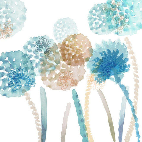 Blue Harmony III Gold Ornate Wood Framed Art Print with Double Matting by Kouta, Flora