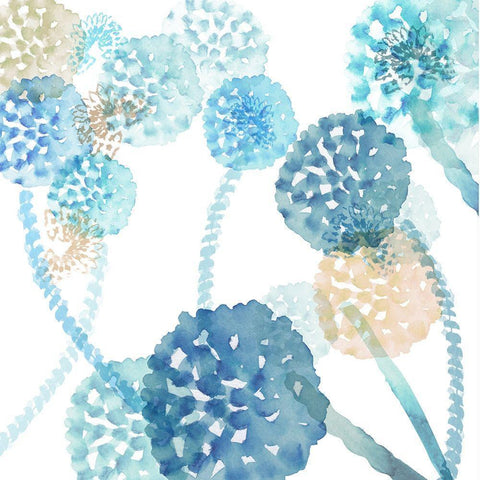 Blue Harmony IV White Modern Wood Framed Art Print by Kouta, Flora