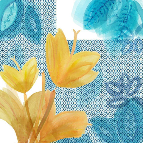 Yellow Indigo Flowers I Gold Ornate Wood Framed Art Print with Double Matting by Kouta, Flora