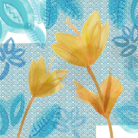 Yellow Indigo Flowers II Gold Ornate Wood Framed Art Print with Double Matting by Kouta, Flora