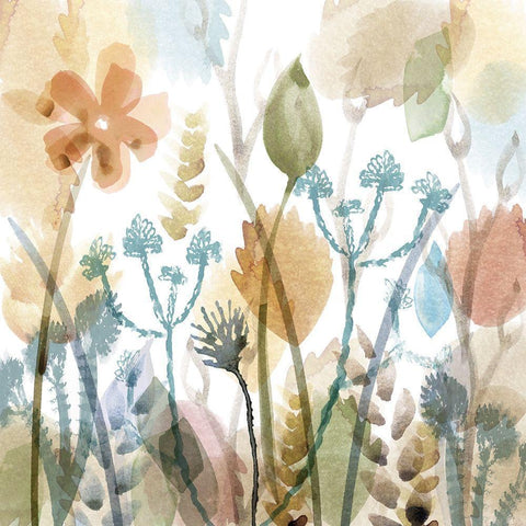 September Meadow White Modern Wood Framed Art Print by Kouta, Flora