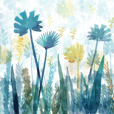 Blue Flowers I Black Modern Wood Framed Art Print by Kouta, Flora