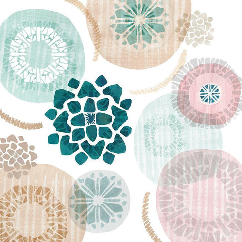 Mint Discs II White Modern Wood Framed Art Print with Double Matting by Kouta, Flora