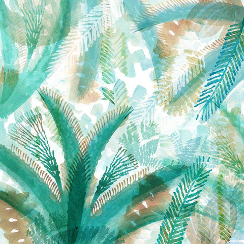 Ocean Garden I White Modern Wood Framed Art Print with Double Matting by Kouta, Flora