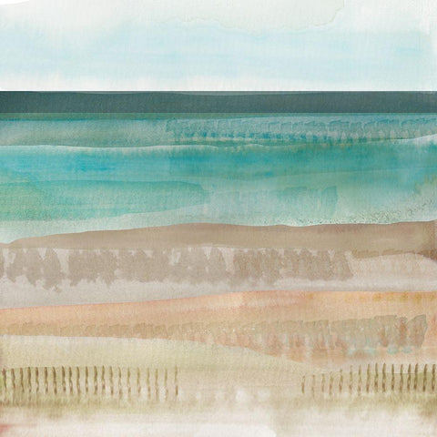 Jade Seascape II Black Modern Wood Framed Art Print by Kouta, Flora