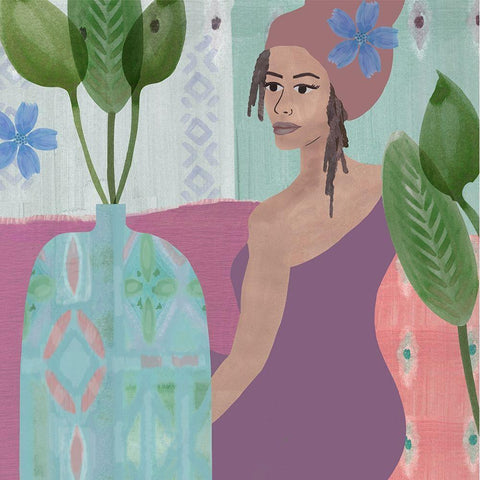 Quiet Time II Gold Ornate Wood Framed Art Print with Double Matting by Kouta, Flora