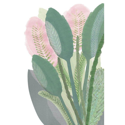 Pink Banana Palm Gold Ornate Wood Framed Art Print with Double Matting by Kouta, Flora