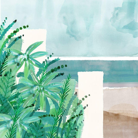 Wild Palms II White Modern Wood Framed Art Print by Kouta, Flora