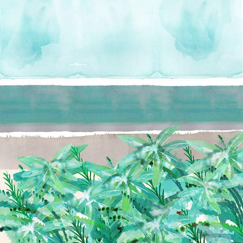 Wild Palms III White Modern Wood Framed Art Print by Kouta, Flora