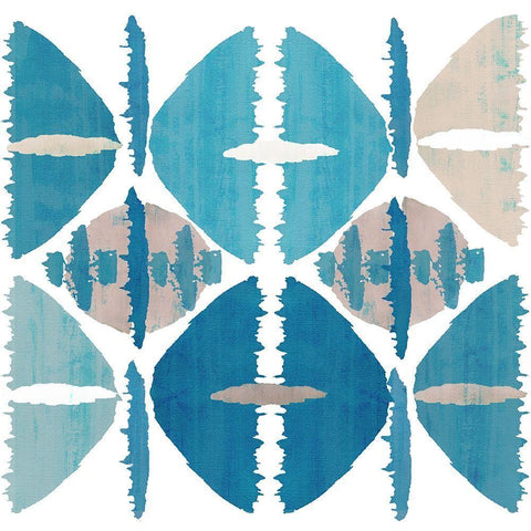 Denim Ikat I White Modern Wood Framed Art Print with Double Matting by Kouta, Flora