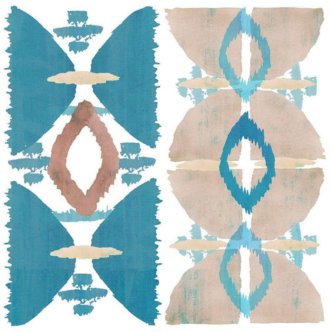 Denim Ikat IV White Modern Wood Framed Art Print with Double Matting by Kouta, Flora