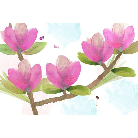 Pink Magnolia I Black Modern Wood Framed Art Print by Kouta, Flora