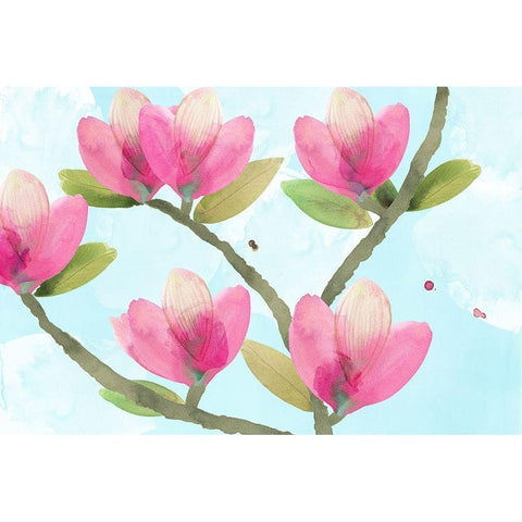 Pink Magnolia III White Modern Wood Framed Art Print by Kouta, Flora