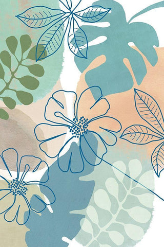 Flower Power II White Modern Wood Framed Art Print with Double Matting by Kouta, Flora