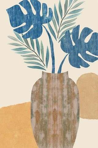 Indigo Yellow Still Life I White Modern Wood Framed Art Print with Double Matting by Kouta, Flora