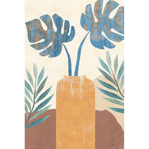 Indigo Yellow Still Life II White Modern Wood Framed Art Print by Kouta, Flora