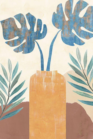 Indigo Yellow Still Life II White Modern Wood Framed Art Print with Double Matting by Kouta, Flora