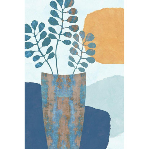 Indigo Yellow Still Life III Black Modern Wood Framed Art Print with Double Matting by Kouta, Flora