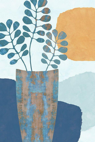 Indigo Yellow Still Life III White Modern Wood Framed Art Print with Double Matting by Kouta, Flora