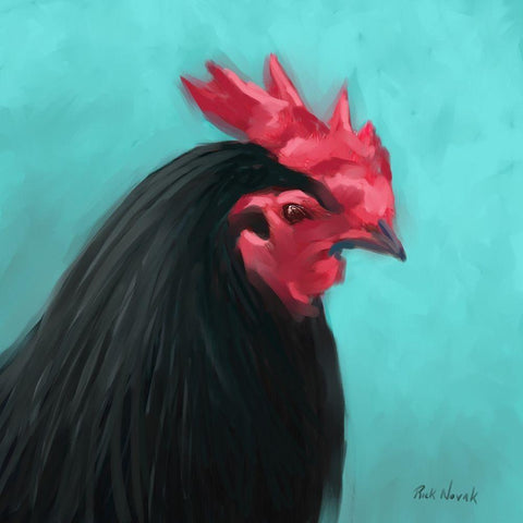 Rooster I Black Modern Wood Framed Art Print with Double Matting by Novak, Rick