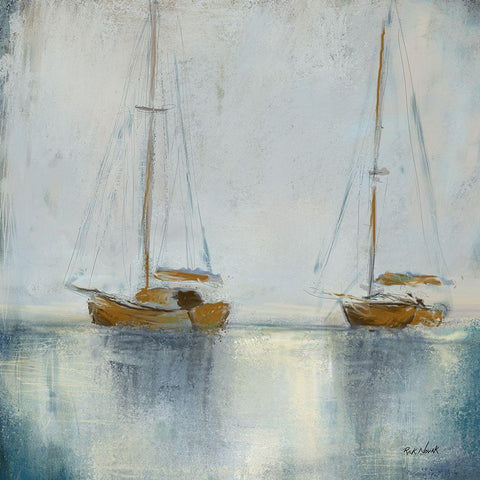 Boats II White Modern Wood Framed Art Print by Novak, Rick