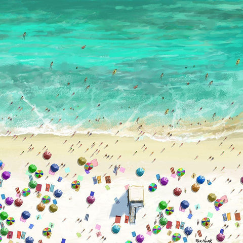 Beaches I Black Modern Wood Framed Art Print with Double Matting by Novak, Rick