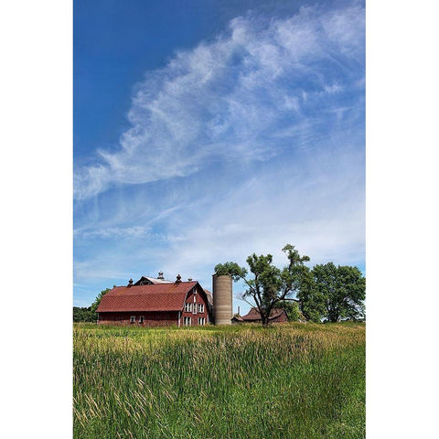 Farm Serenity Black Modern Wood Framed Art Print with Double Matting by Robertson, Leda