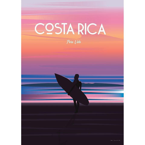 Costa Rica travel poster Gold Ornate Wood Framed Art Print with Double Matting by ARCTIC FRAME