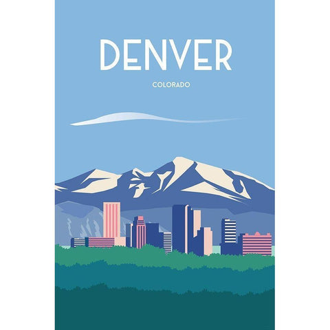 Denver travel poster Gold Ornate Wood Framed Art Print with Double Matting by ARCTIC FRAME