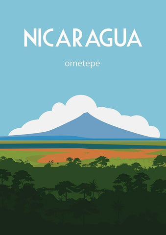 Nicaragua travel poster Black Ornate Wood Framed Art Print with Double Matting by ARCTIC FRAME