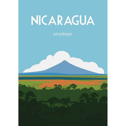 Nicaragua travel poster Gold Ornate Wood Framed Art Print with Double Matting by ARCTIC FRAME