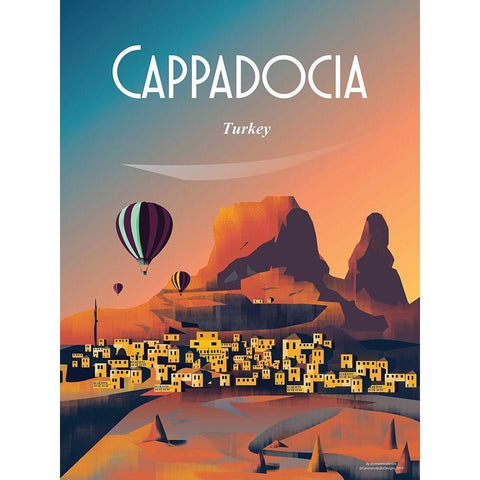 cappadocia turkey travel poster Gold Ornate Wood Framed Art Print with Double Matting by ARCTIC FRAME