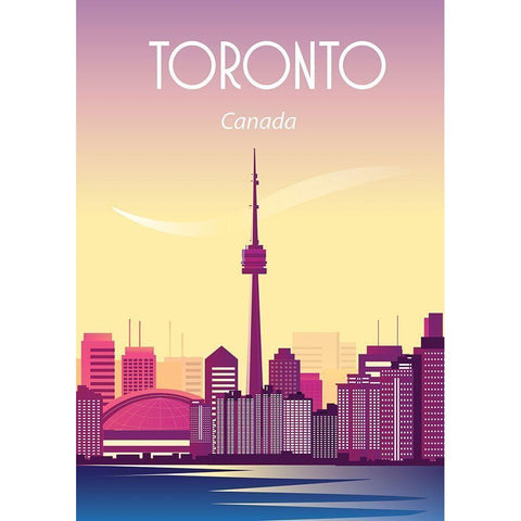 toronto canada travel poster Black Modern Wood Framed Art Print with Double Matting by ARCTIC FRAME