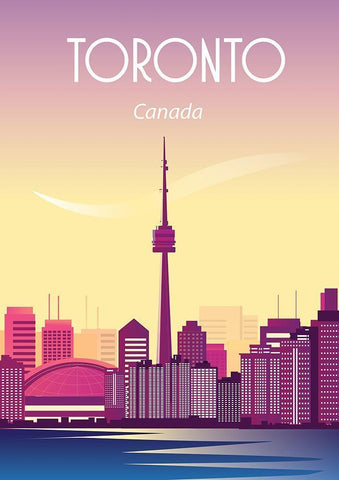 toronto canada travel poster Black Ornate Wood Framed Art Print with Double Matting by ARCTIC FRAME