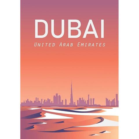 Dubai travel poster Black Modern Wood Framed Art Print with Double Matting by ARCTIC FRAME