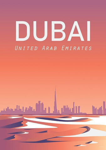 Dubai travel poster Black Ornate Wood Framed Art Print with Double Matting by ARCTIC FRAME