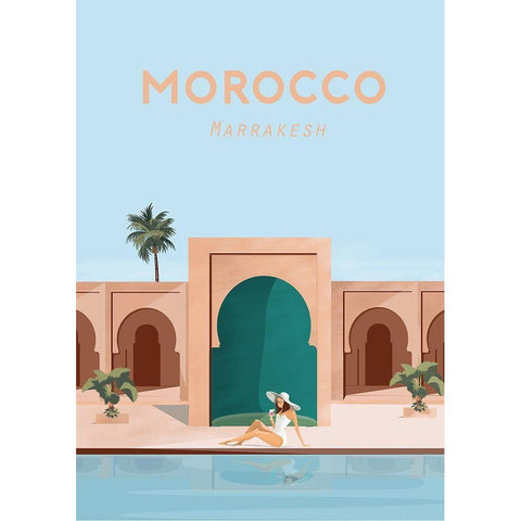 moroco travel poster White Modern Wood Framed Art Print by ARCTIC FRAME